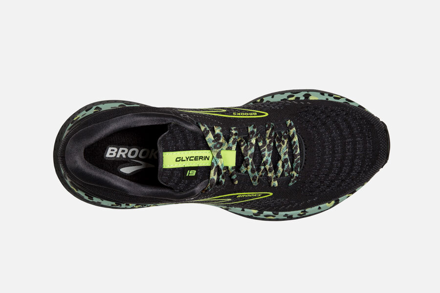 Brooks Running Shoes - Glycerin 19 Road Womens - Black/Green - PCJ-608435